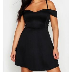 Plus Open Shoulder Skater Dress